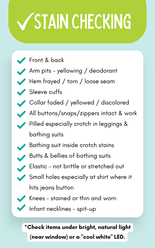stain checking checklist